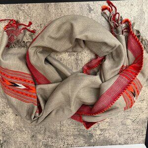 Brown and Orange Aztec Knit  Large Scarf NWOT